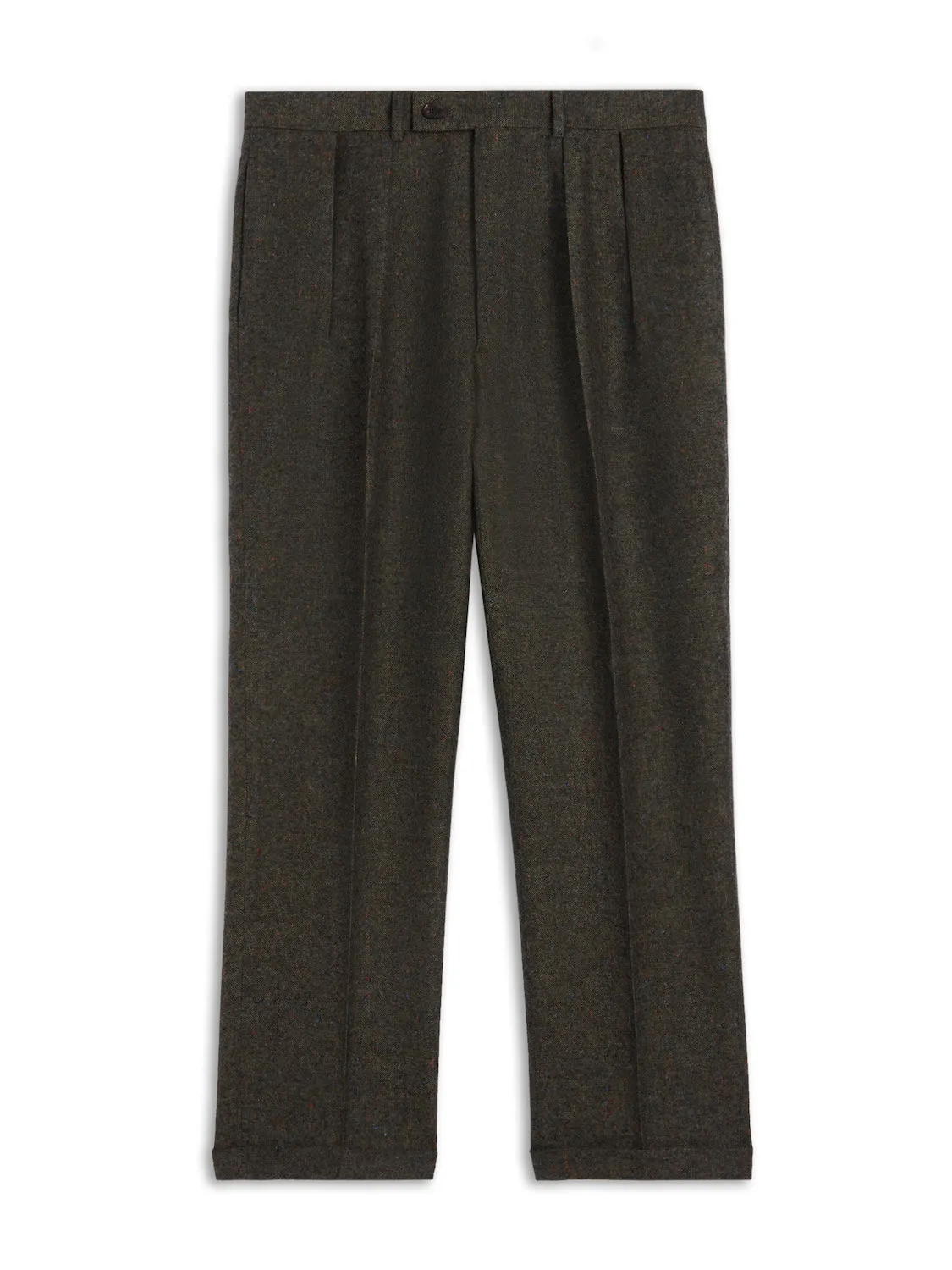 Caruso Norma pantalone vita alta verde lana melange