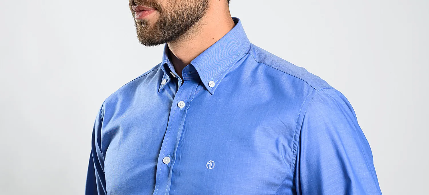 Alain Delon Extra Slim Fit camicia blu business cotone Getzner