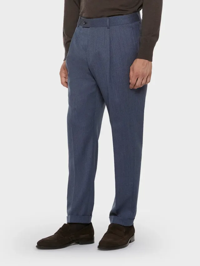 Caruso Norma pantalone carrot lana blu