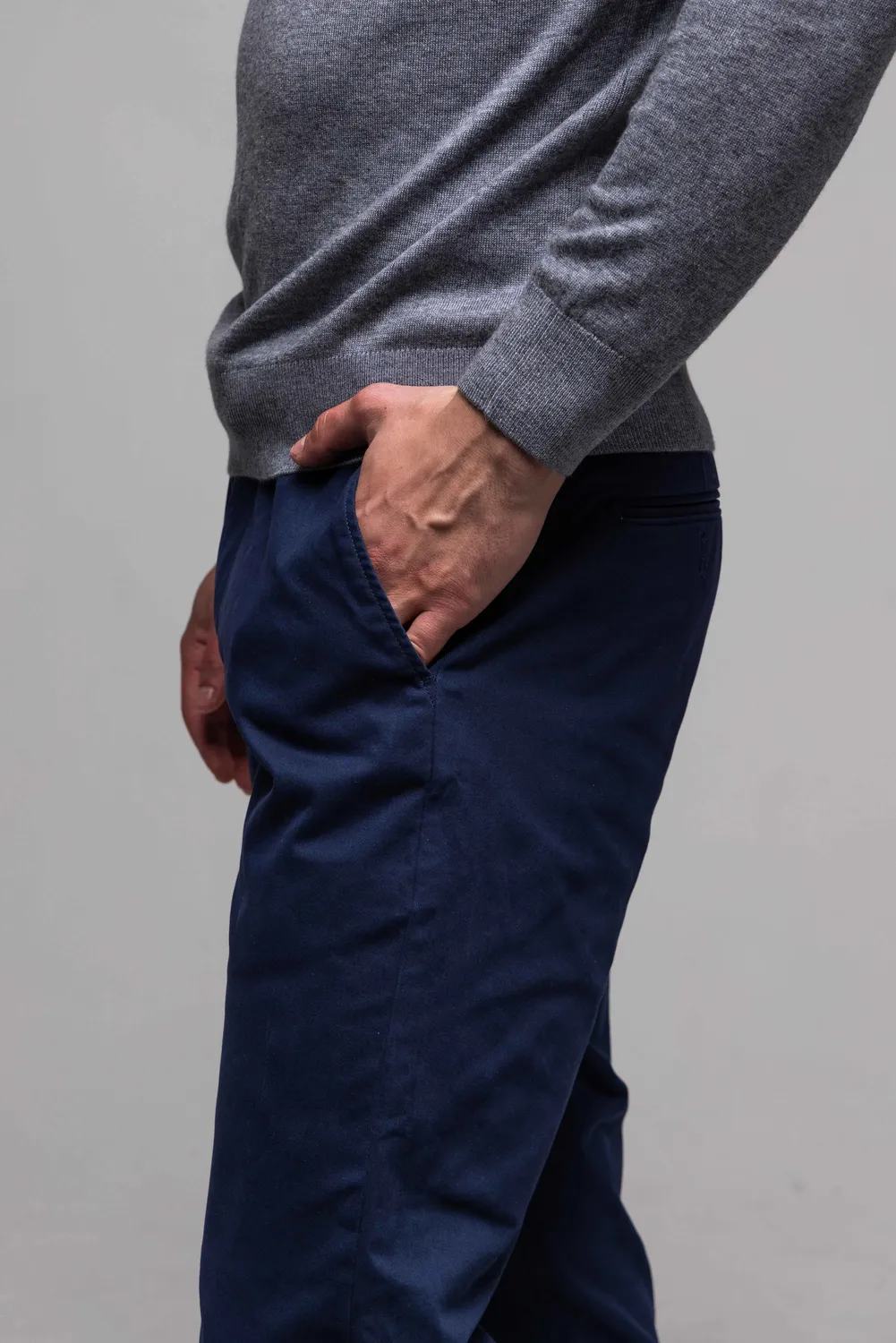 Alain Delon chinos pantalone blu cotone elasticizzato slim