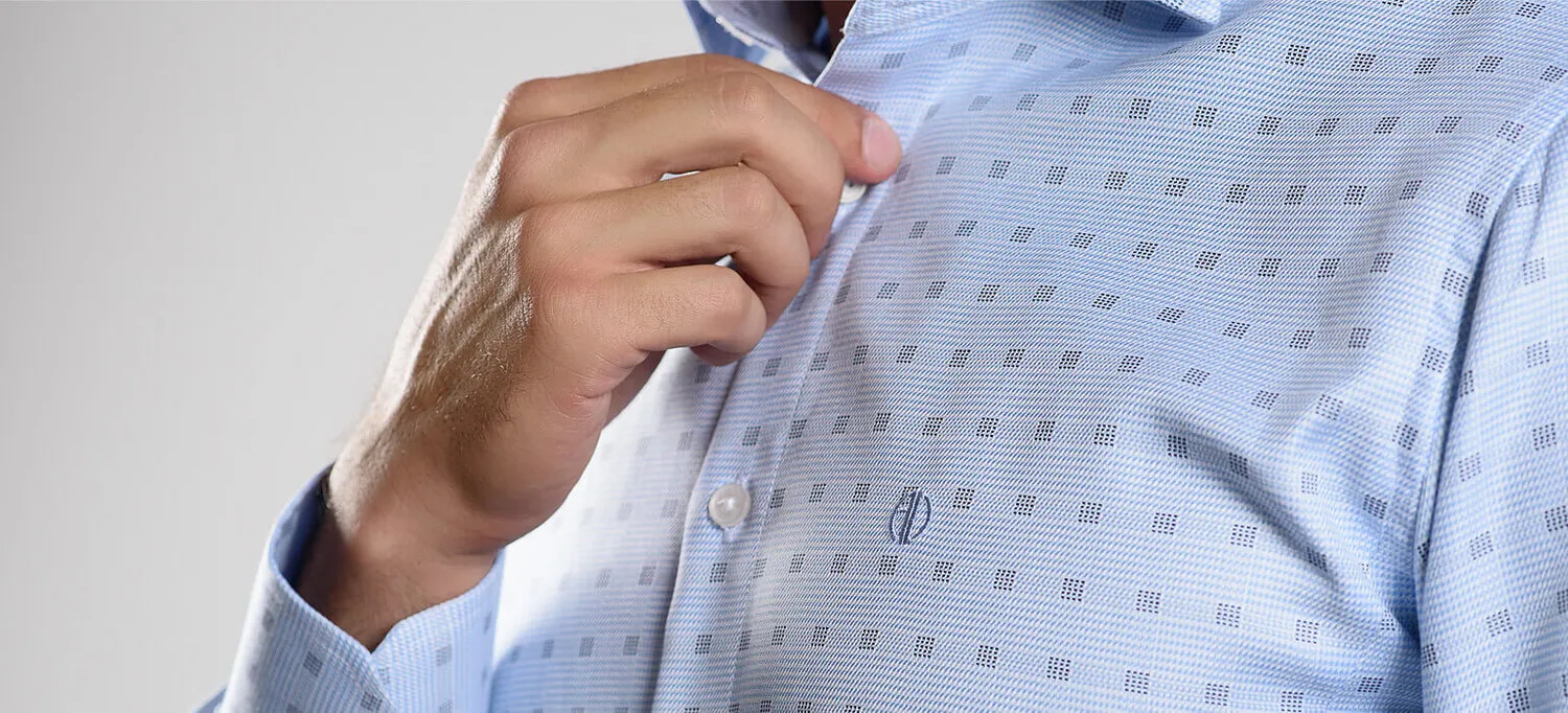 Alain Delon Slim Fit camicia azzurra quadri