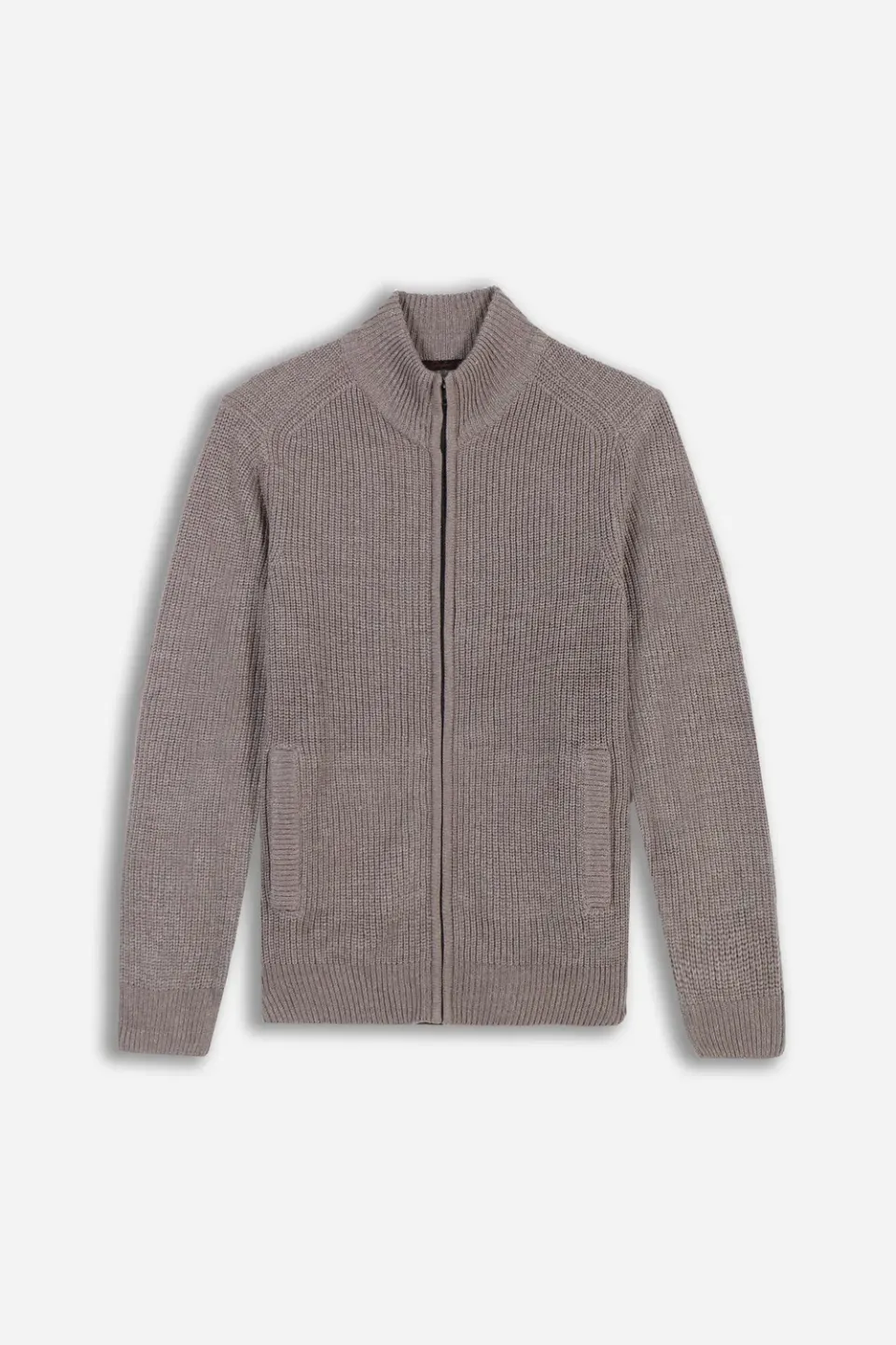 Sonny Bono maglia full zip costina sabbia collo in piedi