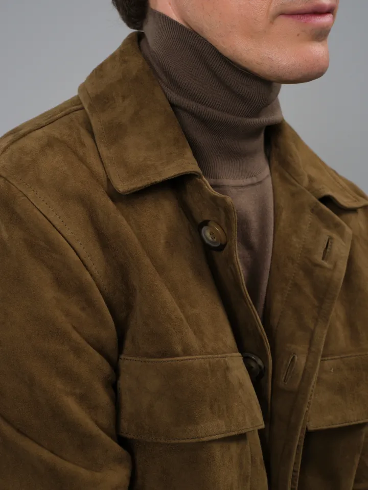 Sand Menswear Aiden sopracamicia camoscio cammello scuro