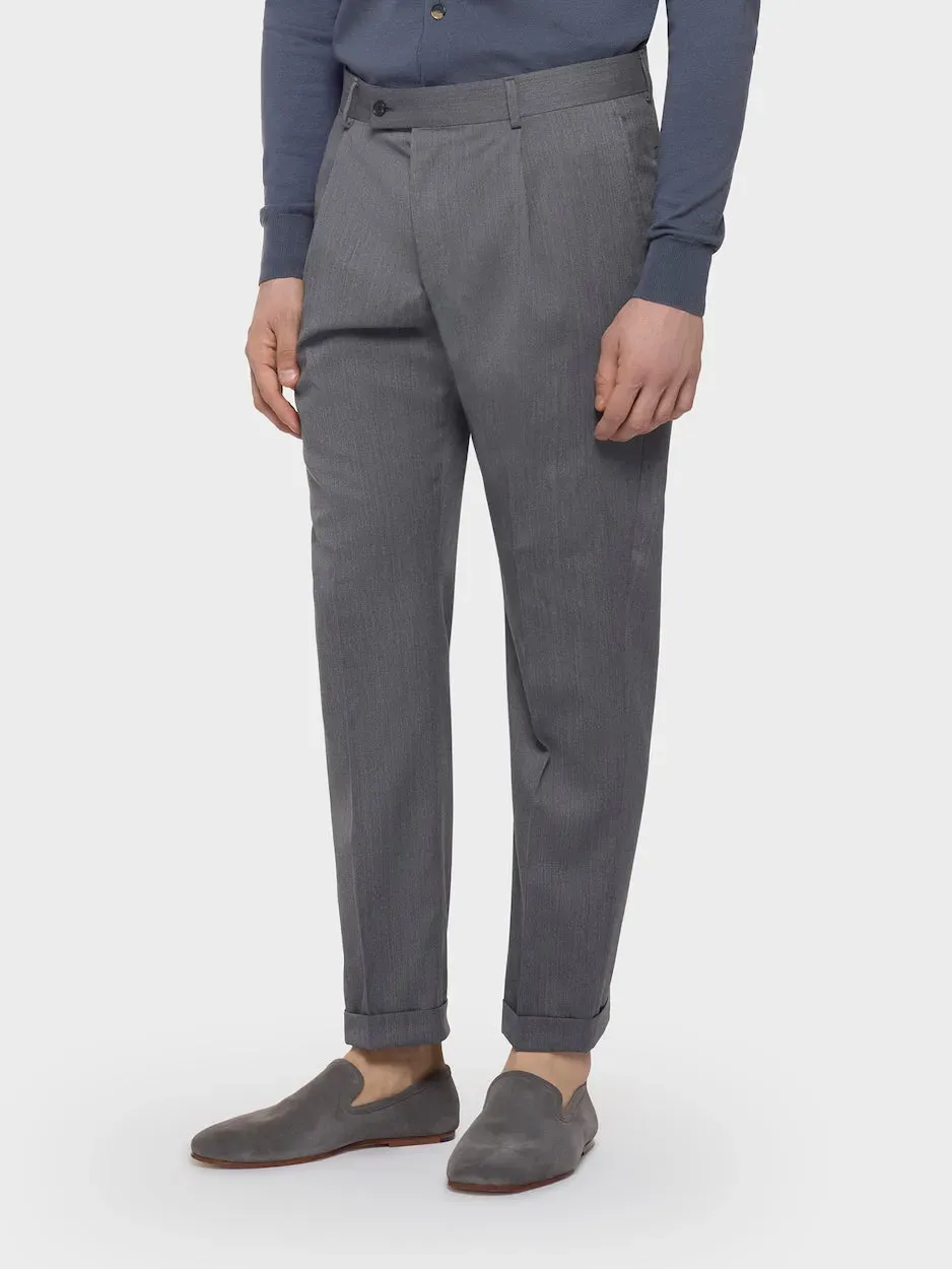 Caruso Pantalone Carrot Fit Lana Grigio