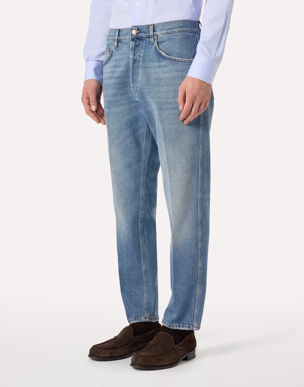 Lardini Jeans Blu Denim Uomo Carrot Fit Stretch