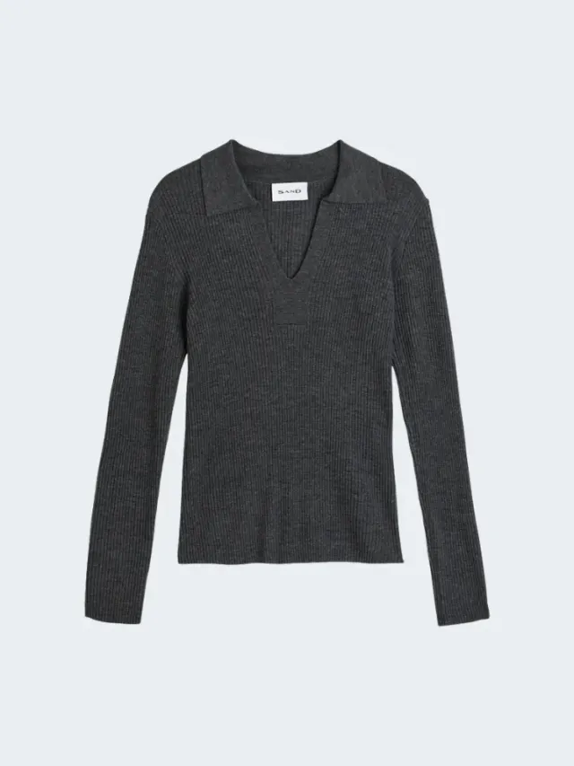 Sand Menswear Fellini Skipper maglia merino grigia