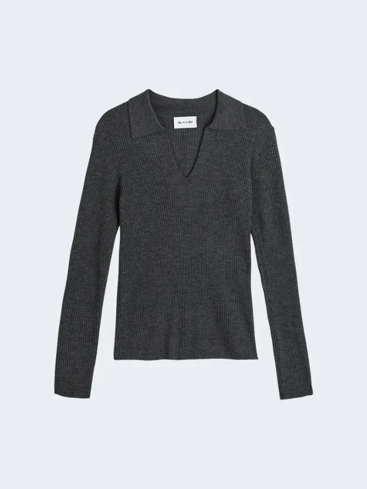 Sand Menswear Fellini Skipper maglia merino grigia
