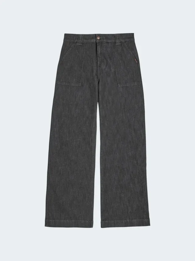 Sand Wide Denim Jeans Grigio Grafite