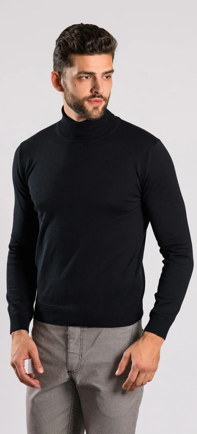 Alain Delon Dolcevita Nero Slim Fit con Zip