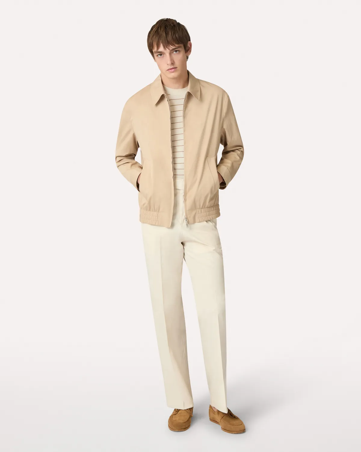 Lardini giacca camicia cammello cotone seta elasticizzata