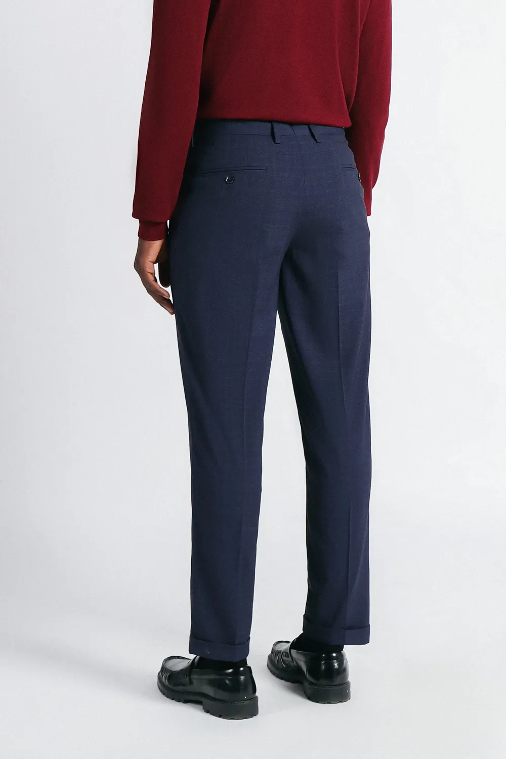 Sonny Bono pantalone da abito quadri bleu comfort fit