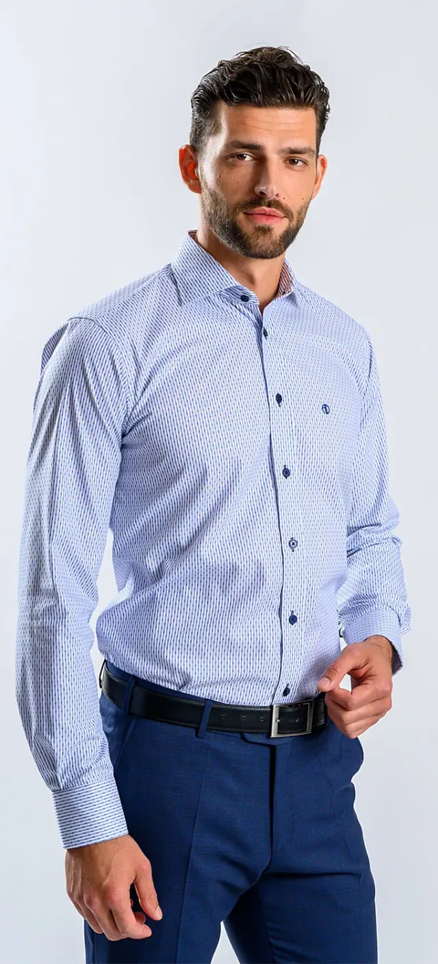 Alain Delon camicia bianca slim fit righe blu cotone