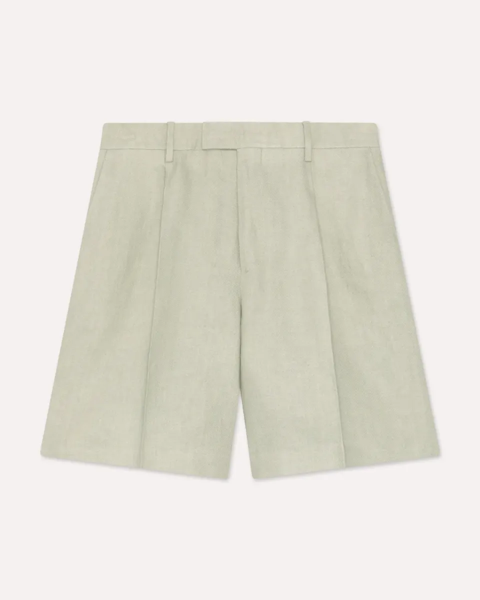 Lardini bermuda lungo salvia in lino con piega