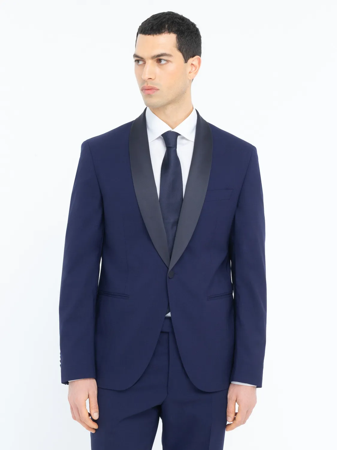 Paoloni Abito slim fresco lana stretch blu