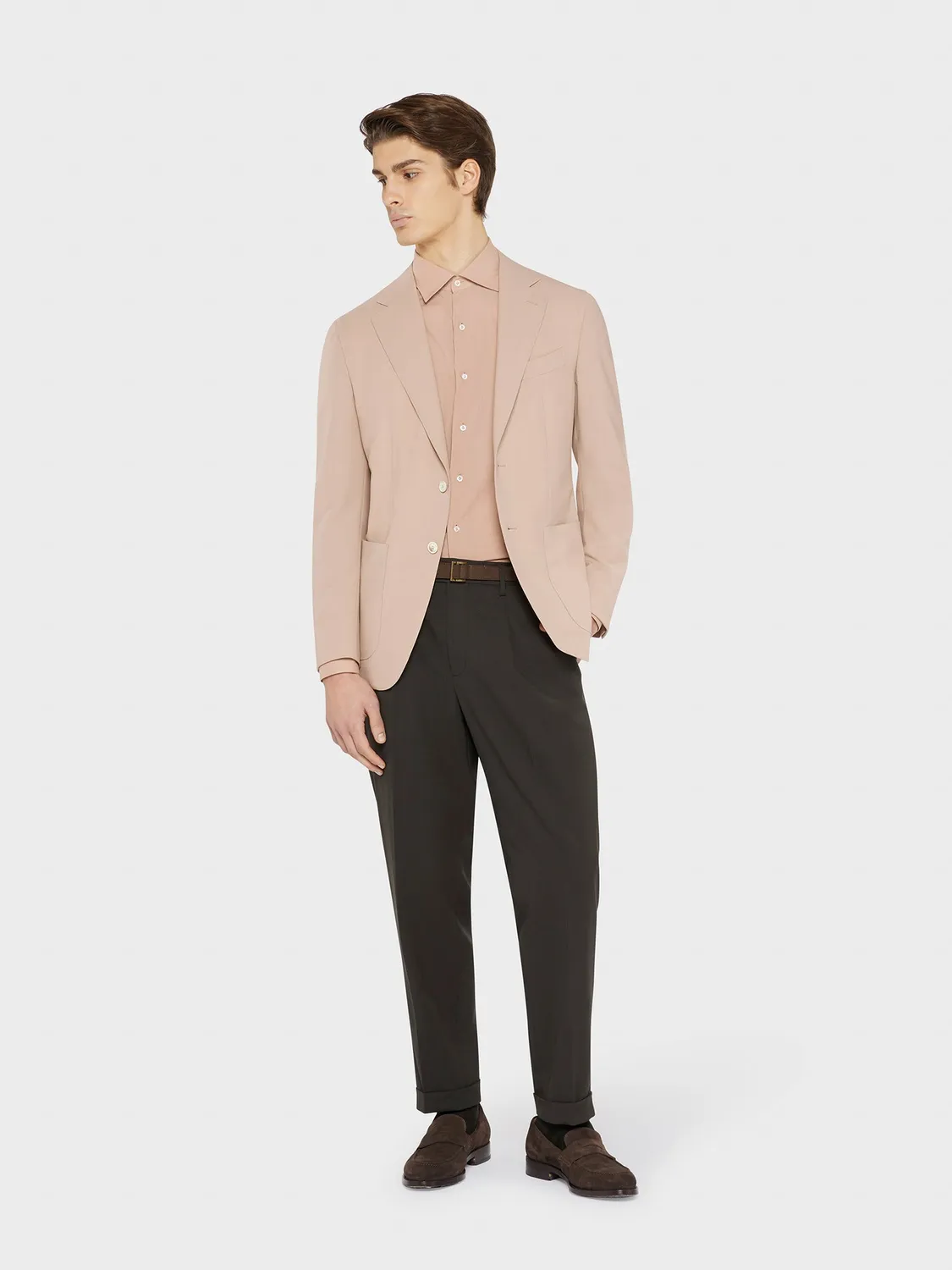 Caruso Butterfly camicia slim cotone rosa antico