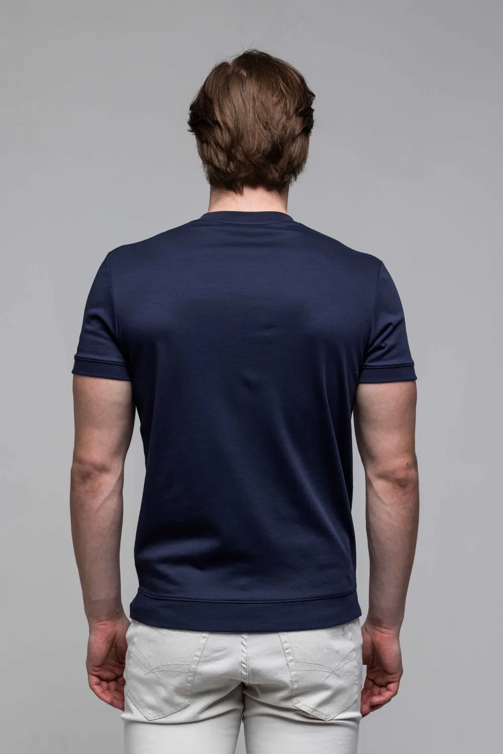 Alain Delon t-shirt blu scuro 100% cotone manica corta