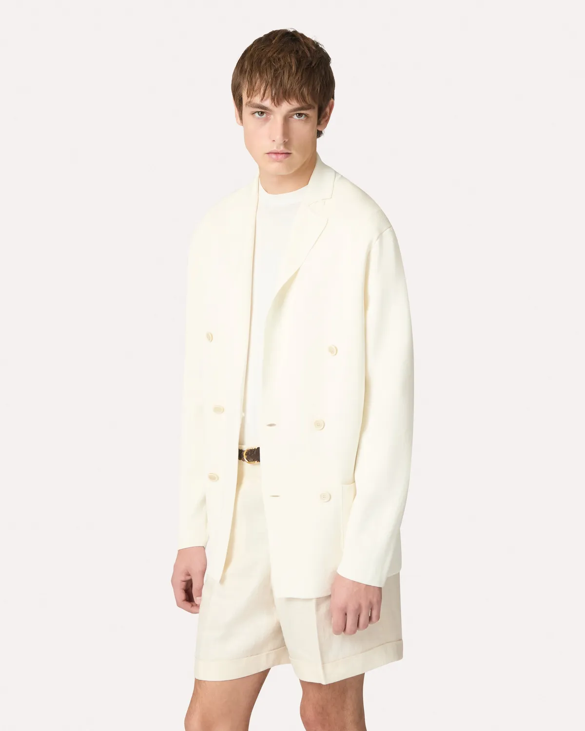 Lardini Giacca Doppiopetto Maglia Cotone Bianca