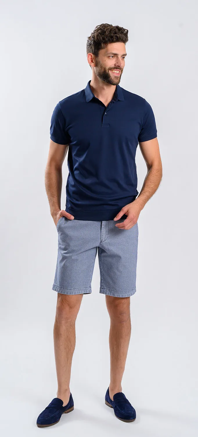 Alain Delon Polo Slim Fit Blu Cotone Micropima