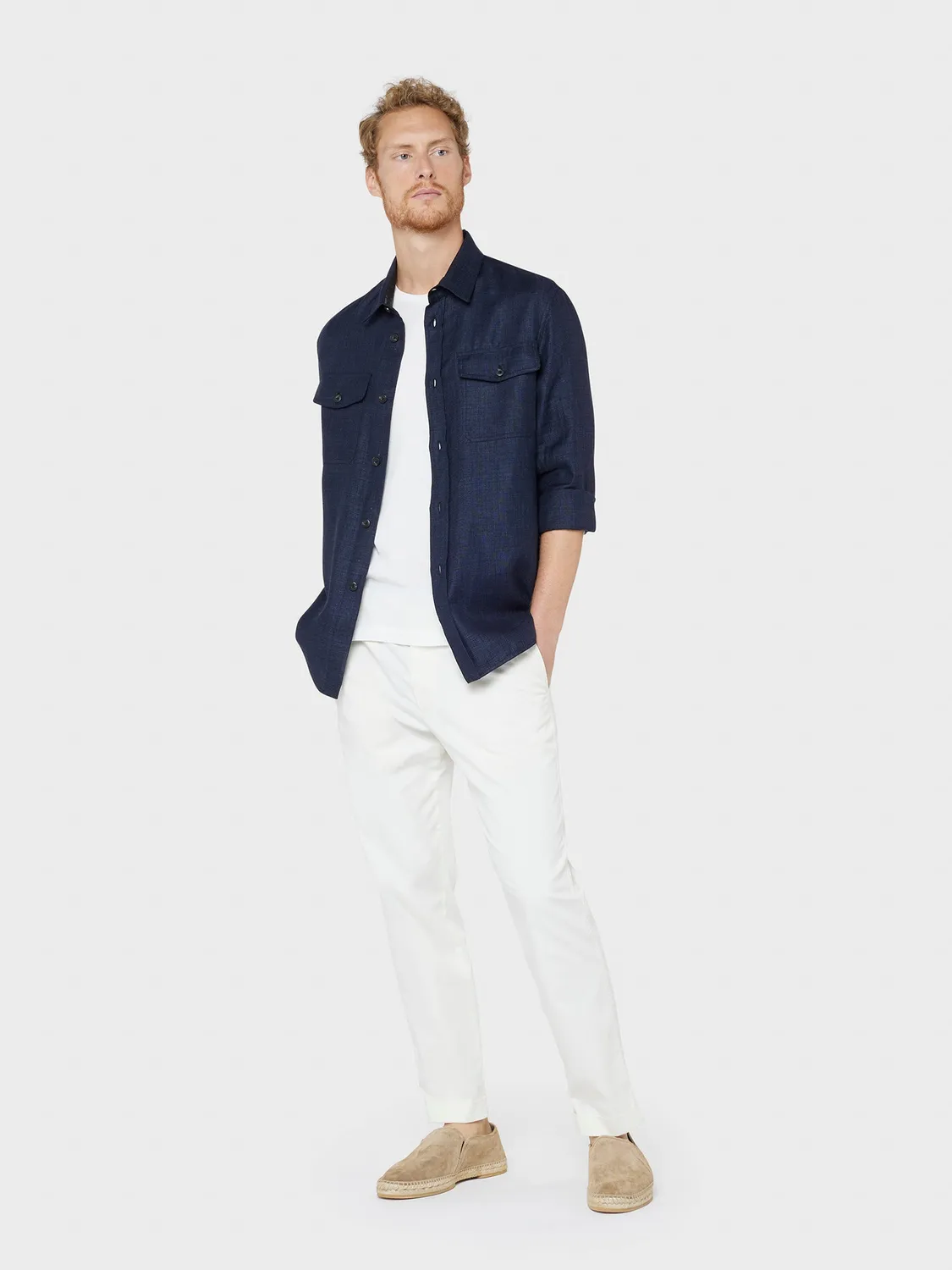 Caruso Aida overshirt lino lana blu XS-XL