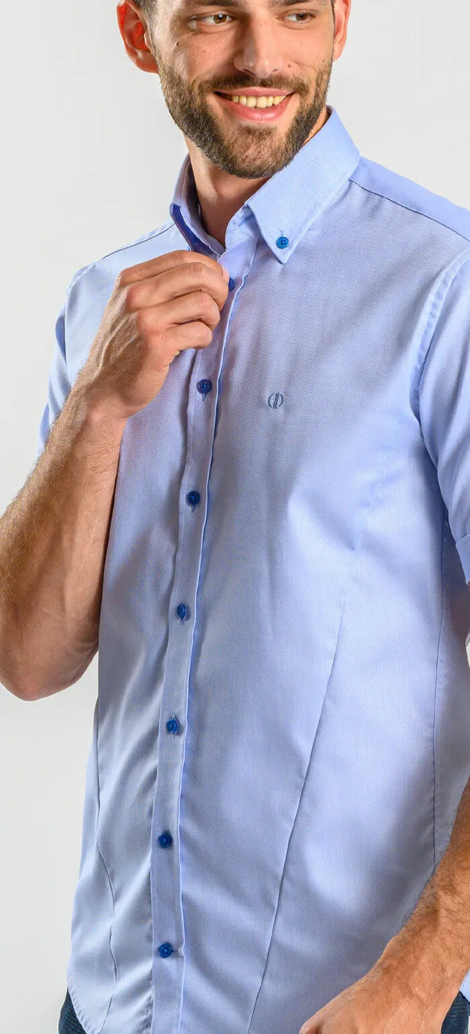 Alain Delon Blu camicia manica corta extra slim Getzner