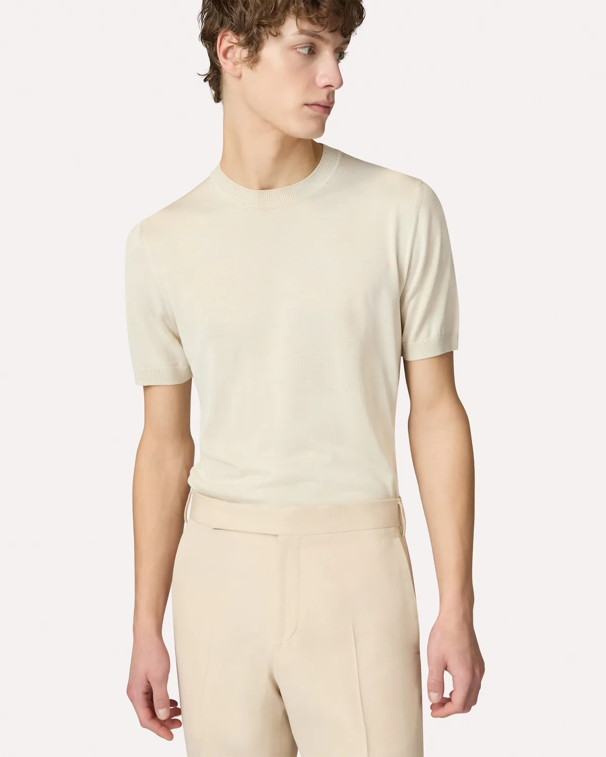 Lardini t-shirt seta panna manica corta