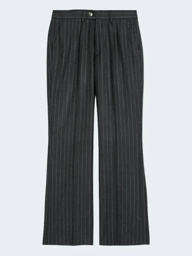 Sand Menswear 2603 Dori High pantaloni gessati lana grigi