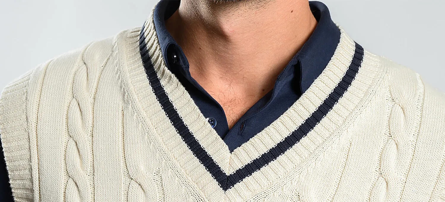 Alain Delon gilet maglia crema uomo slim fit cotone