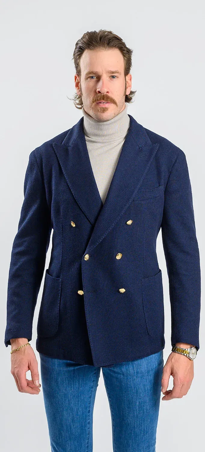Alain Delon blazer club blu doppiopetto bottoni oro