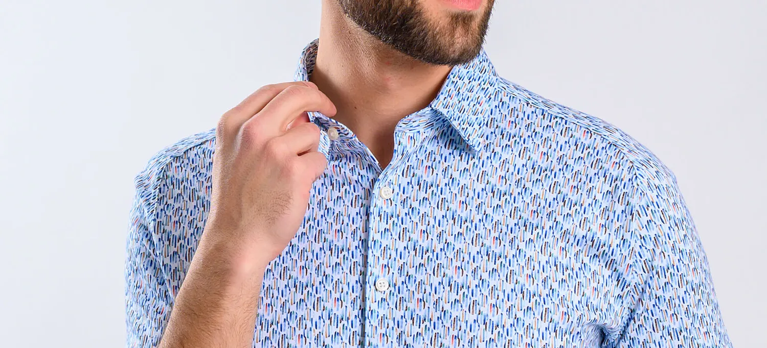 Alain Delon camicia manica corta stretch fantasia