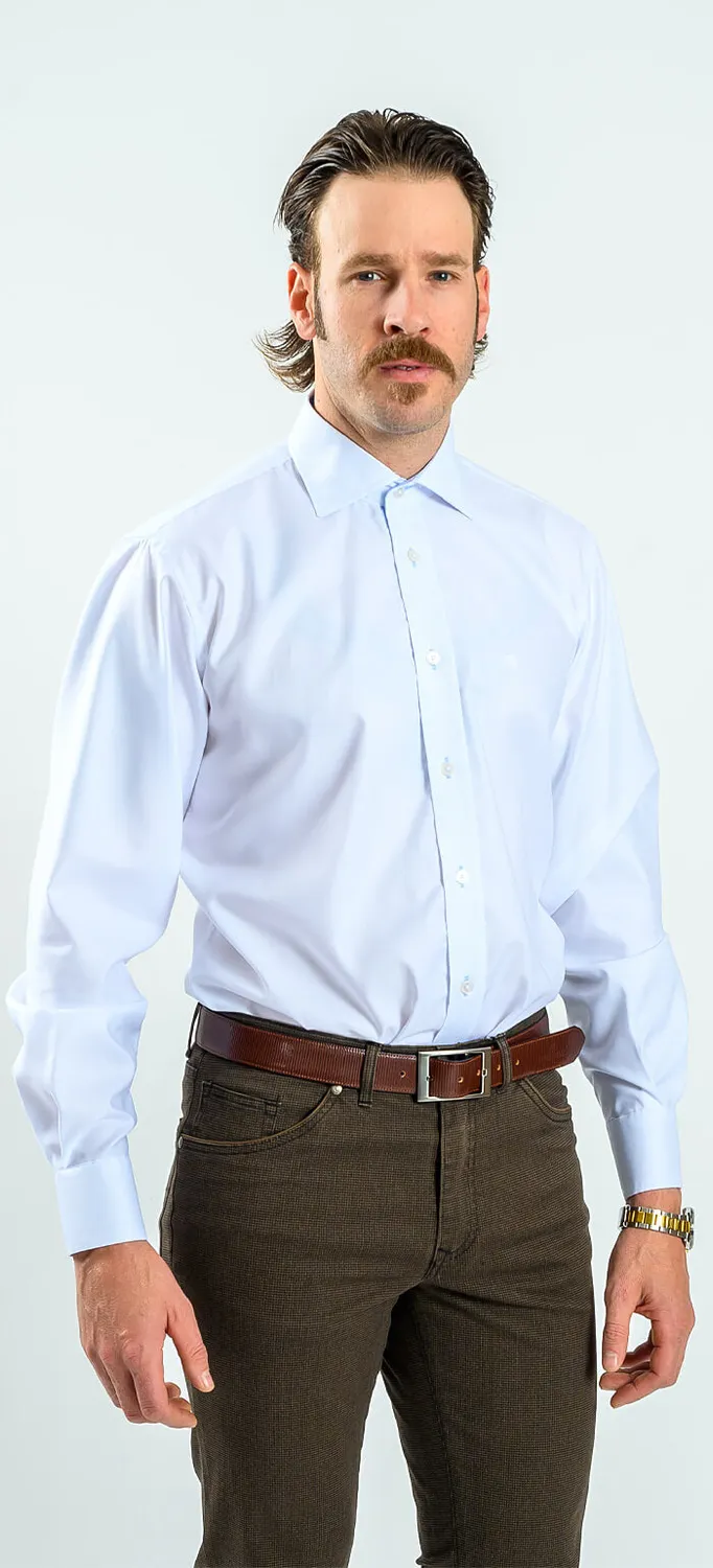 Alain Delon Camicia bianca slim fit cotone profili azzurri