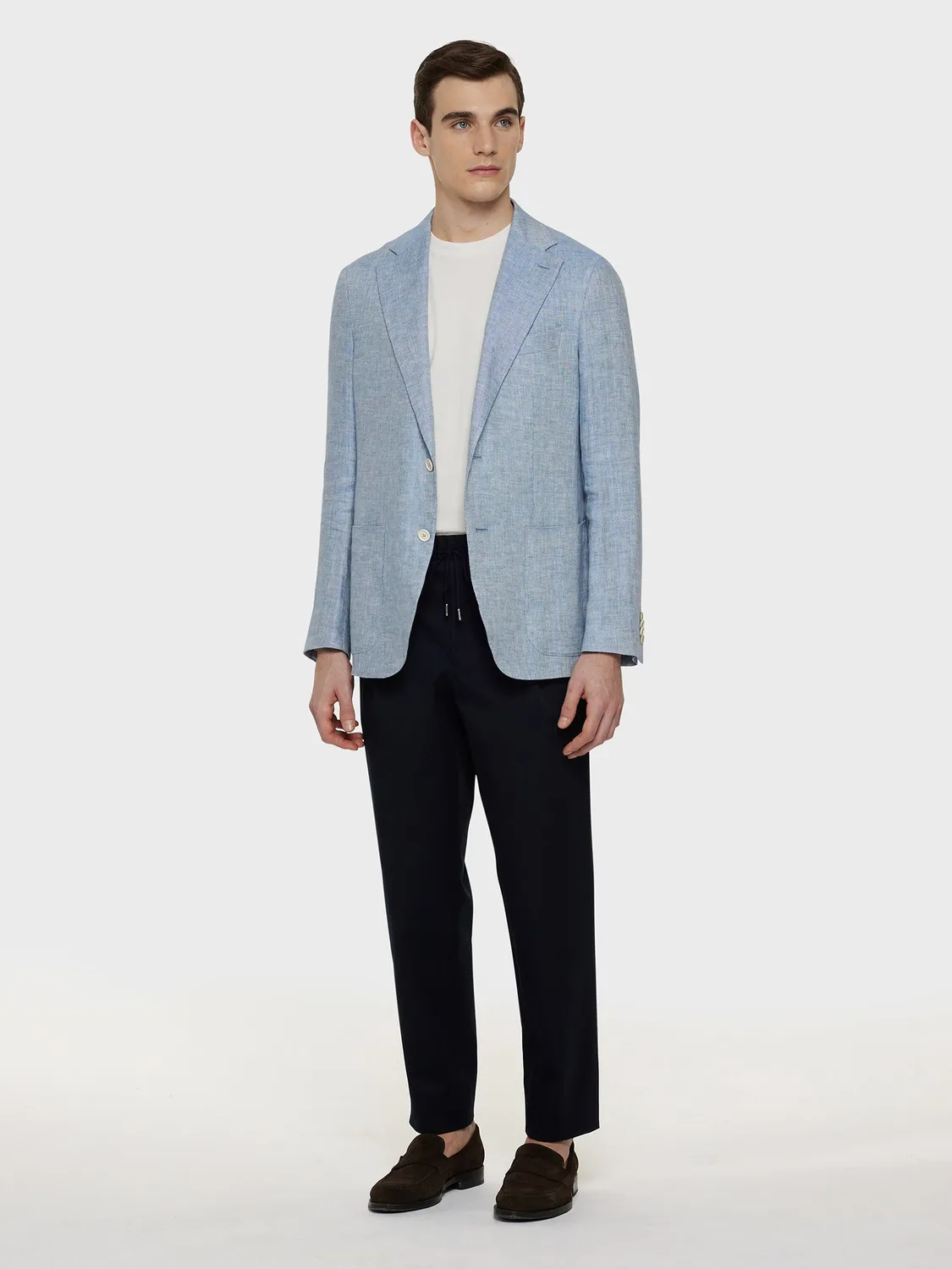 Caruso Pantalone Jogger Cotone Blu Vita Alta