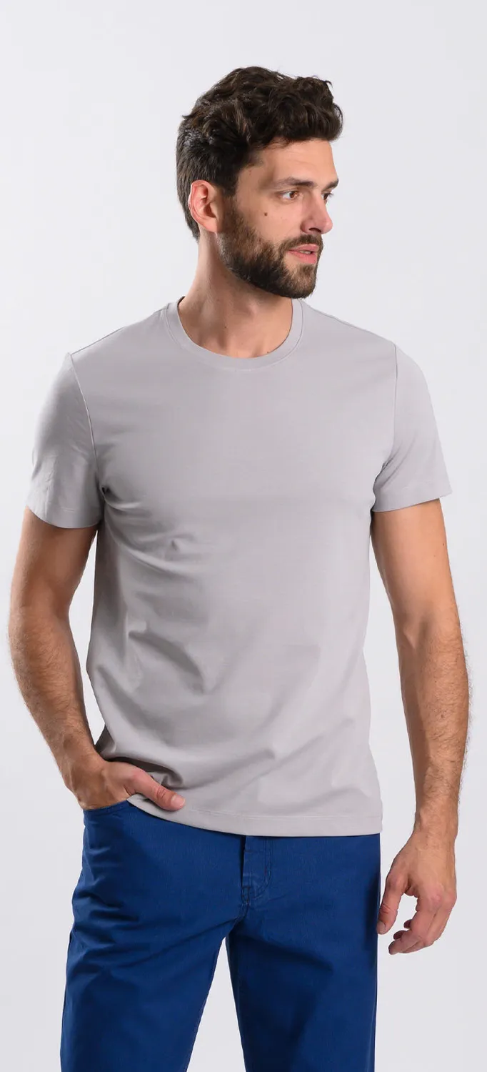 Alain Delon t-shirt grigia tinta unita girocollo cotone
