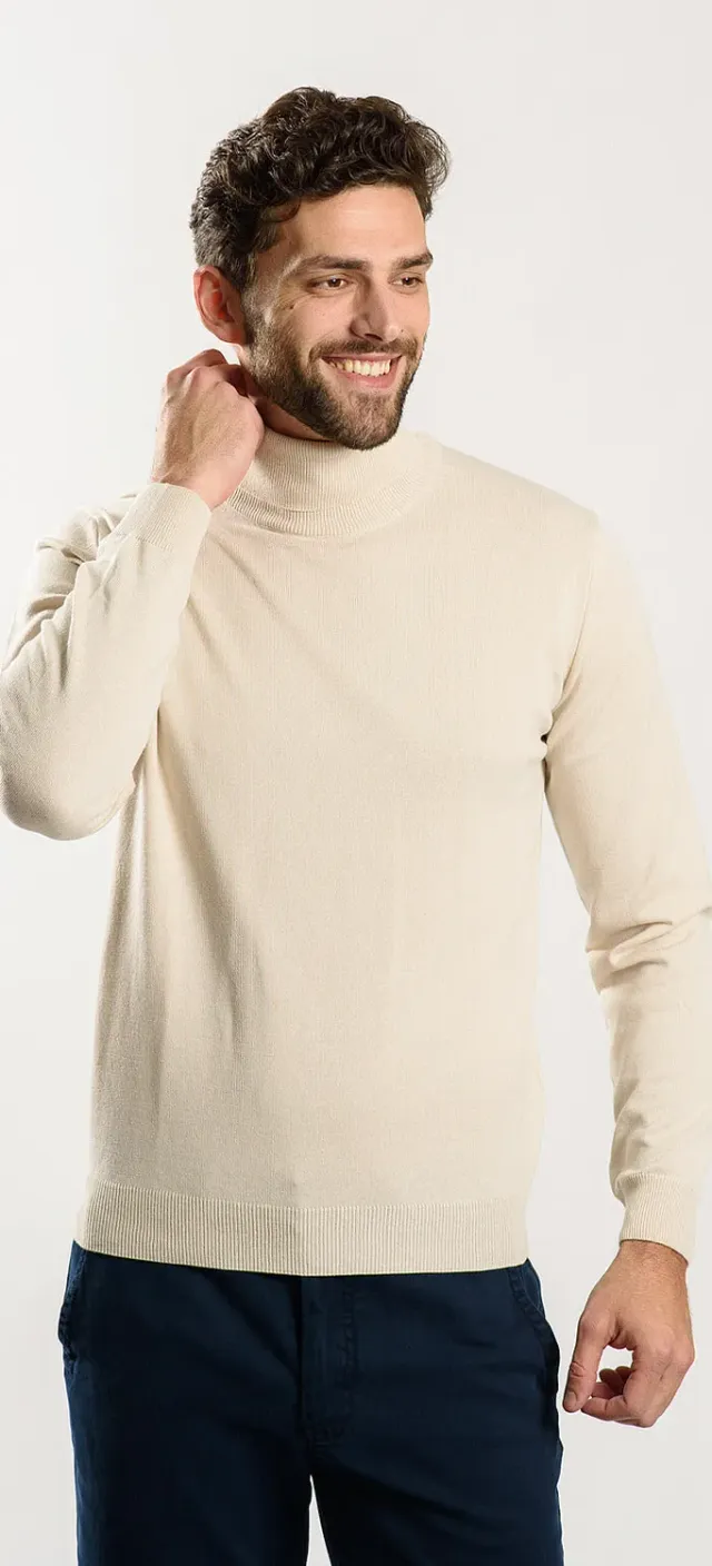 Alain Delon dolcevita beige uomo collo alto
