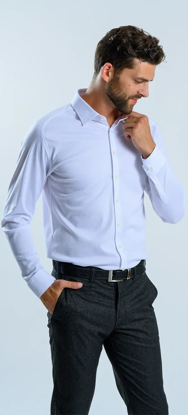 Alain Delon camicia bianca extra slim elasticizzata