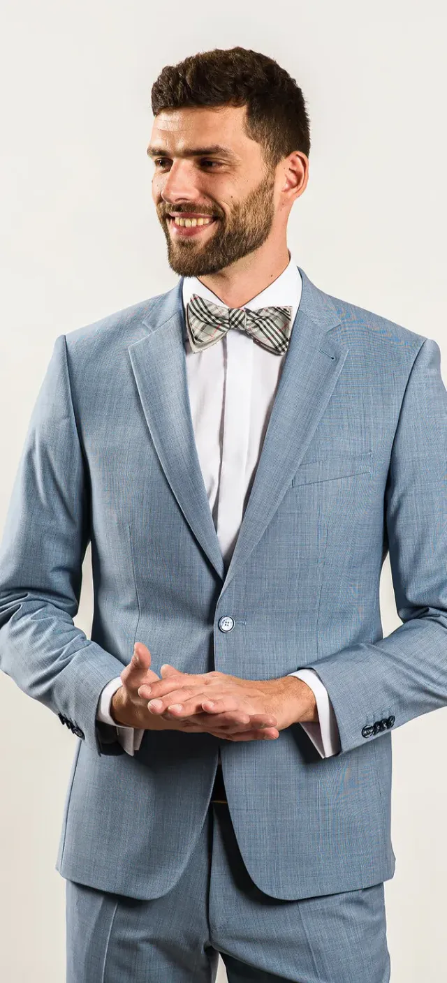 Alain Delon wedding abito azzurro slim stretch 27