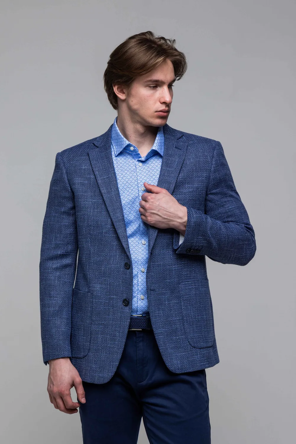 Alain Delon Blazer Slim Fit Estivo Blu Mezza Fodera