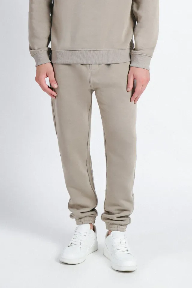 Sonny Bono Pantalone Jogger Felpa Tortora in misto cotone