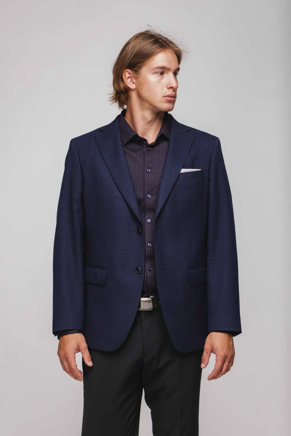 Alain Delon Blazer blu navy quadri neri Slim Fit fodera