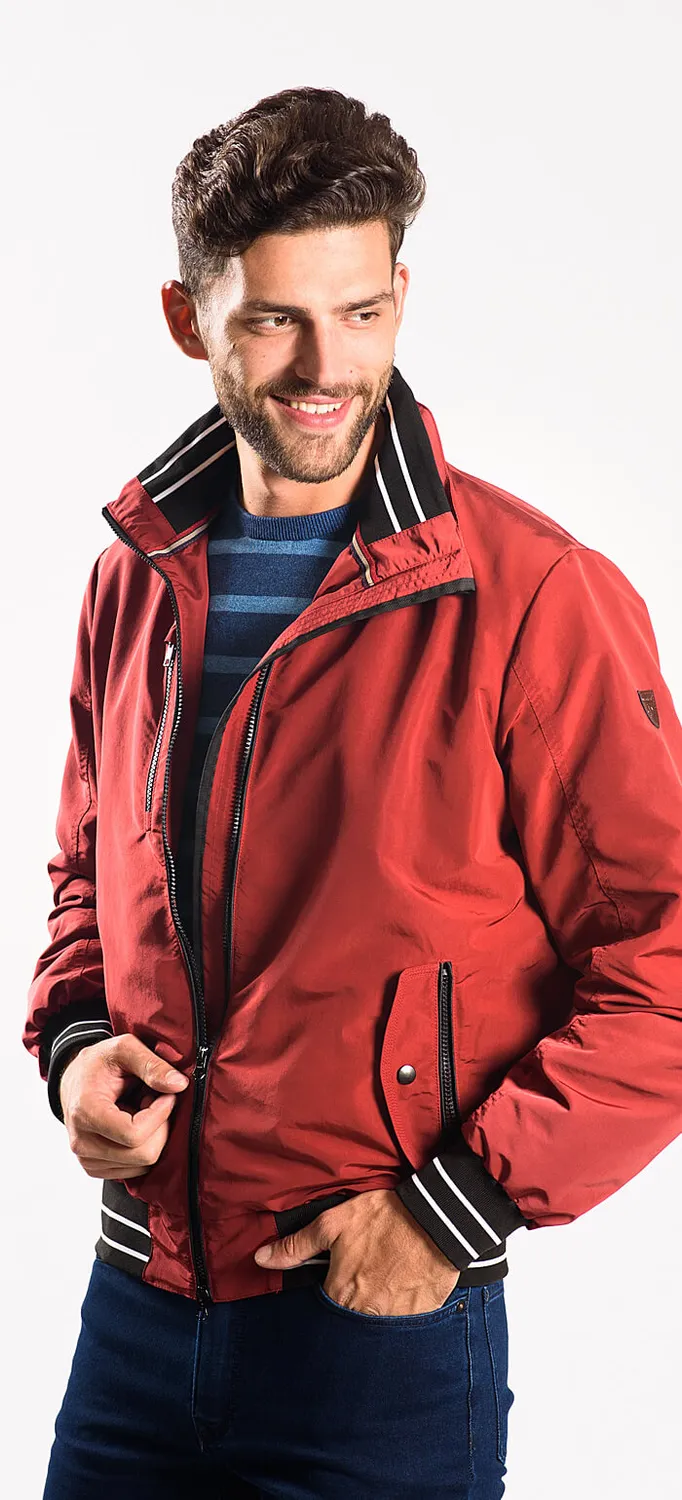 Alain Delon giubbotto rosso uomo slim fit autunnale
