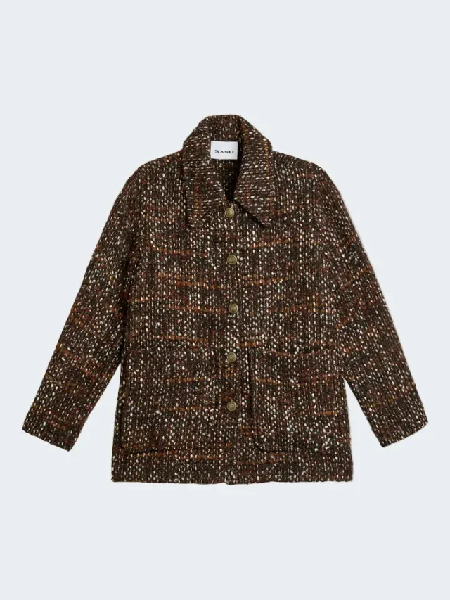 Sand Menswear 6966 Carola sopracamicia tweed boucle marrone
