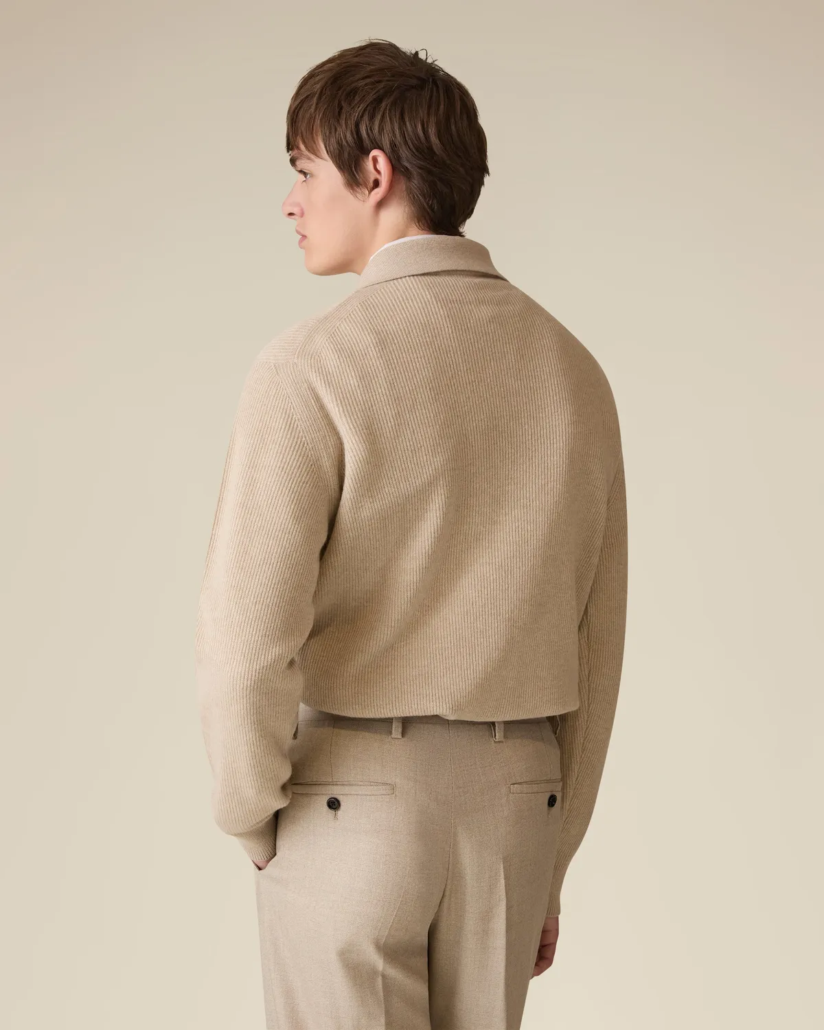 Lardini polo beige lana cashmere manica lunga