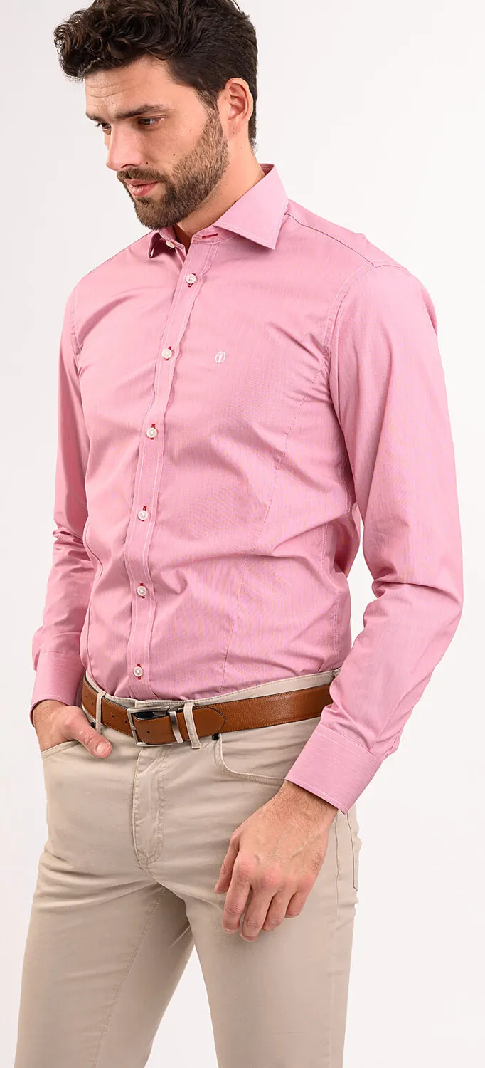 Alain Delon Red Extra Slim Fit camicia a righe rossa