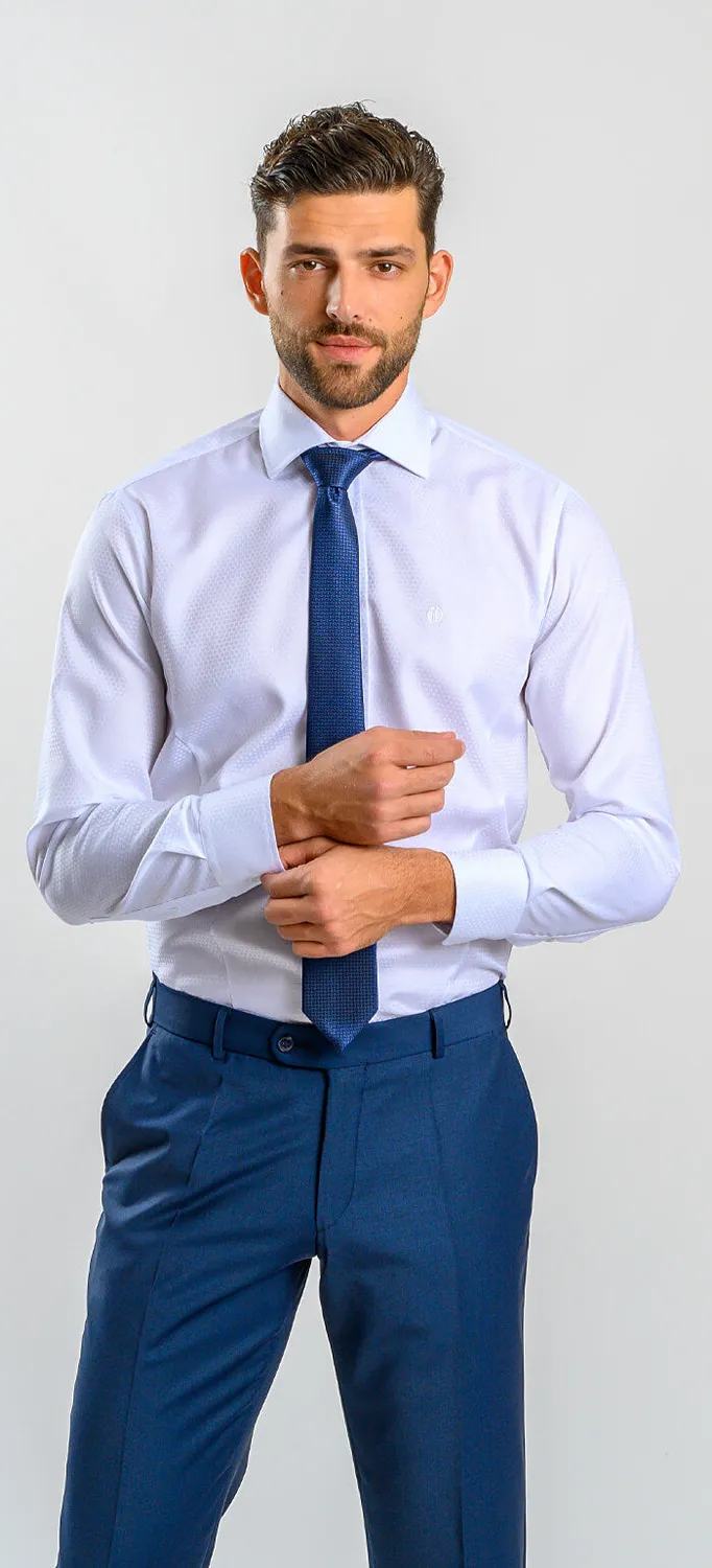 Alain Delon Camicia Bianca Pois Extra Slim Fit