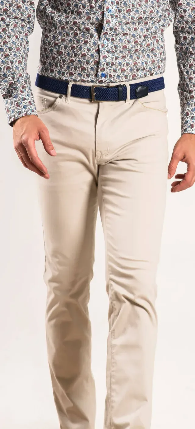 Alain Delon jeans beige slim fit cotone elasticizzato Setex
