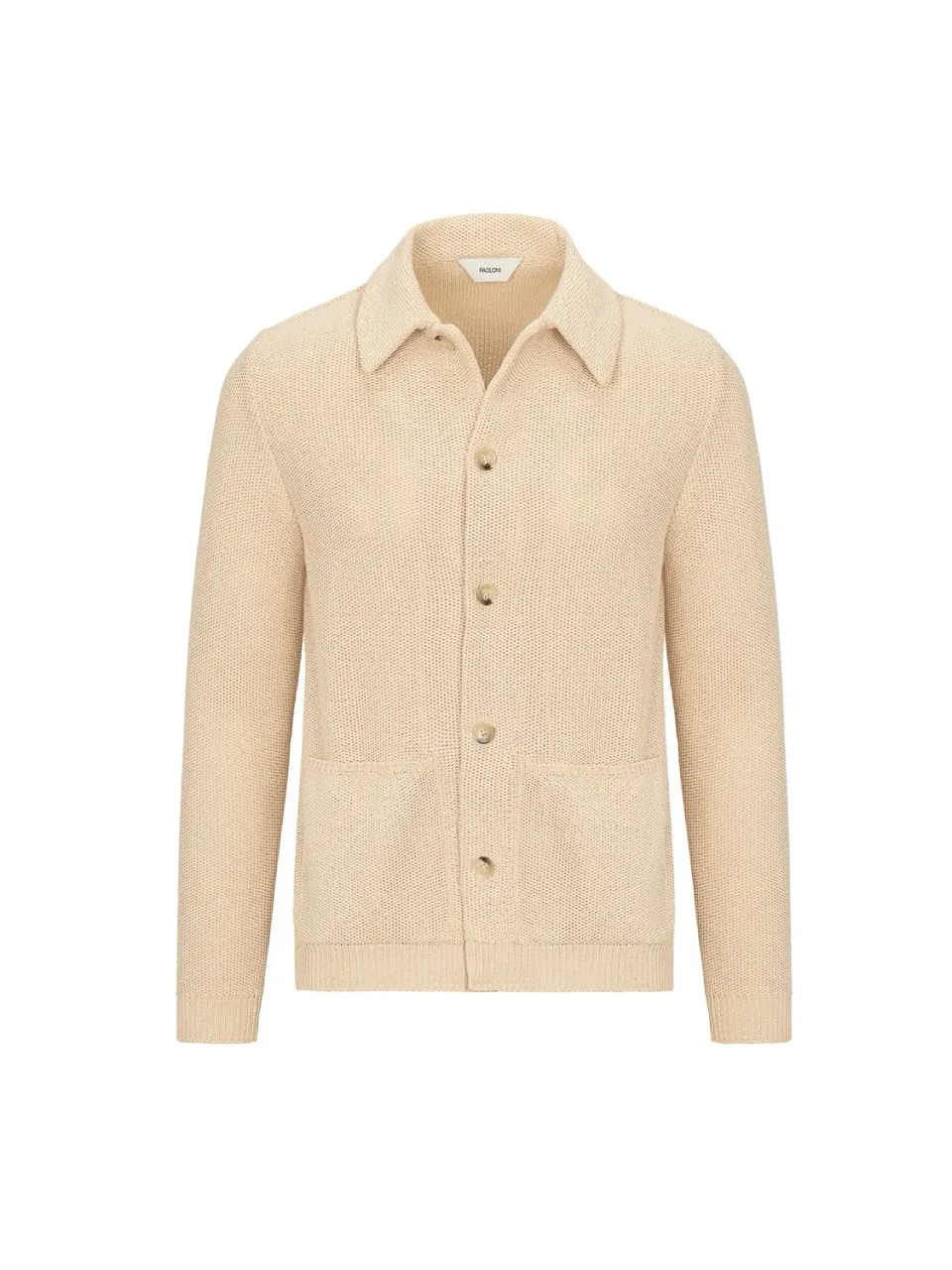 Paoloni Bomber Maglia Misto Cotone Beige bottoni