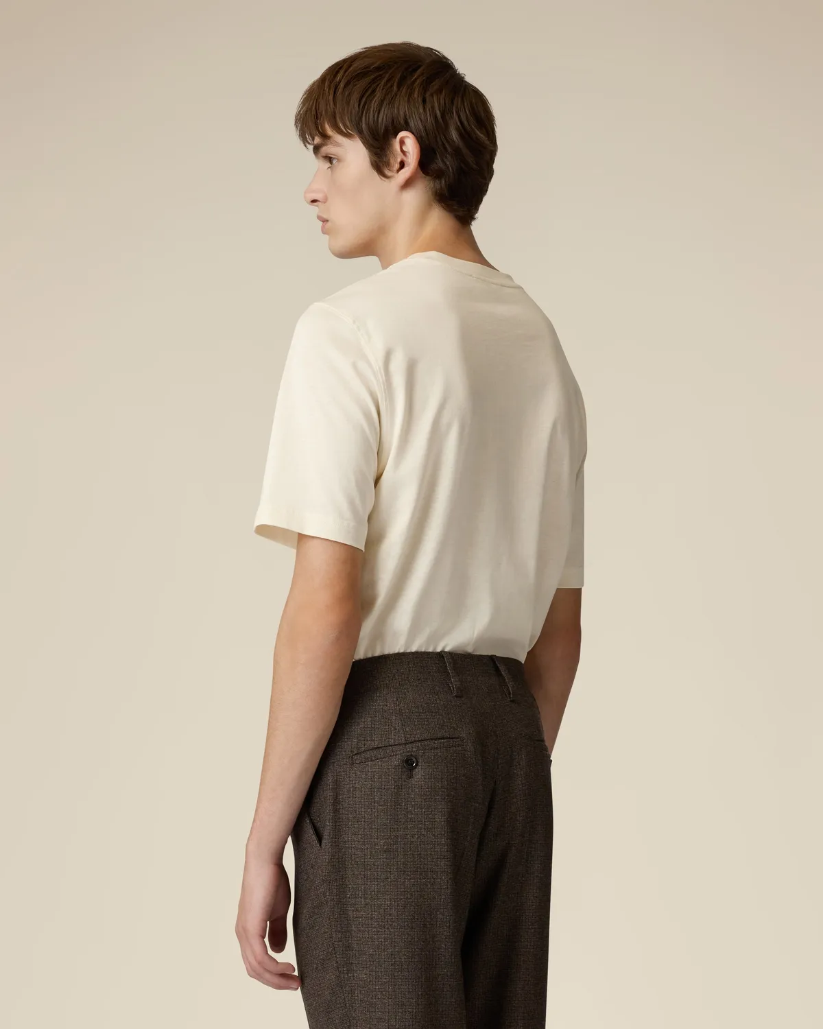 Lardini t-shirt jersey cotone seta panna girocollo