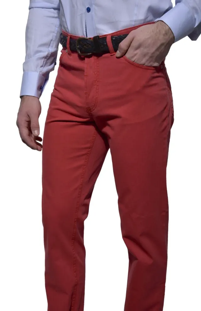 Alain Delon pantaloni slim fragola cotone elasticizzato