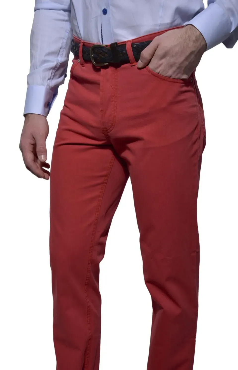 Alain Delon pantaloni slim fragola cotone elasticizzato