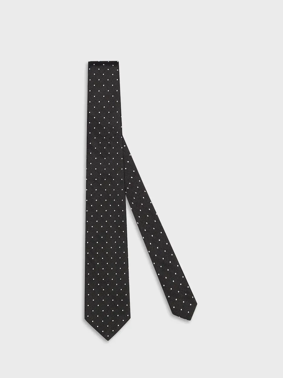 Caruso Norma cravatta seta nera pois jacquard