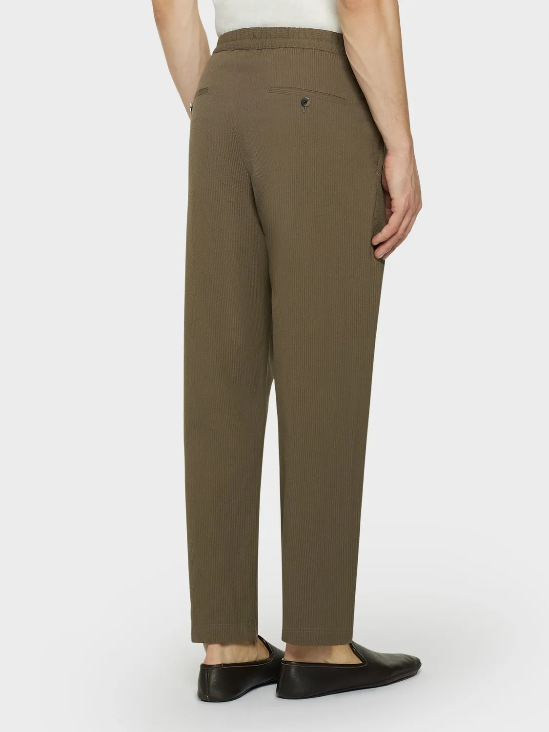 Caruso Pantalone jogger seersucker verde cotone